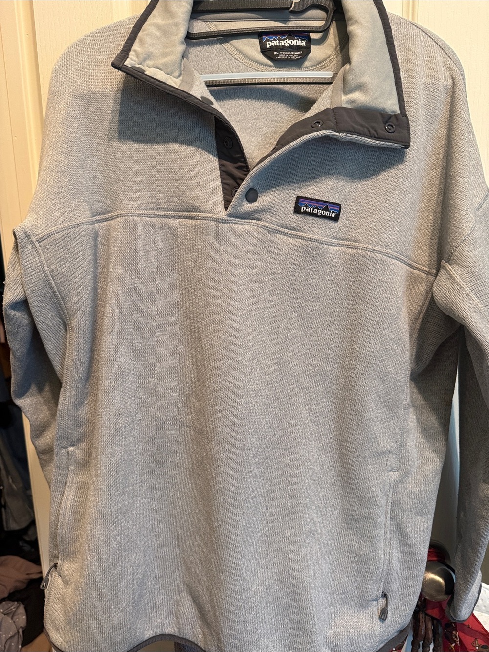 Patagonia Light Gray Snap-T Pullover with Dark Gray Trim